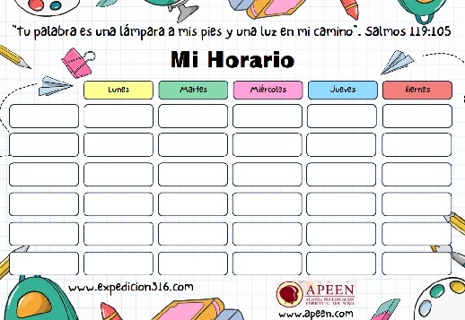 Horario Material escolar